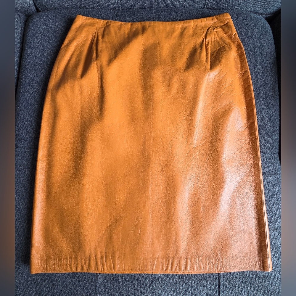 Vintage Orange Leather Skirt